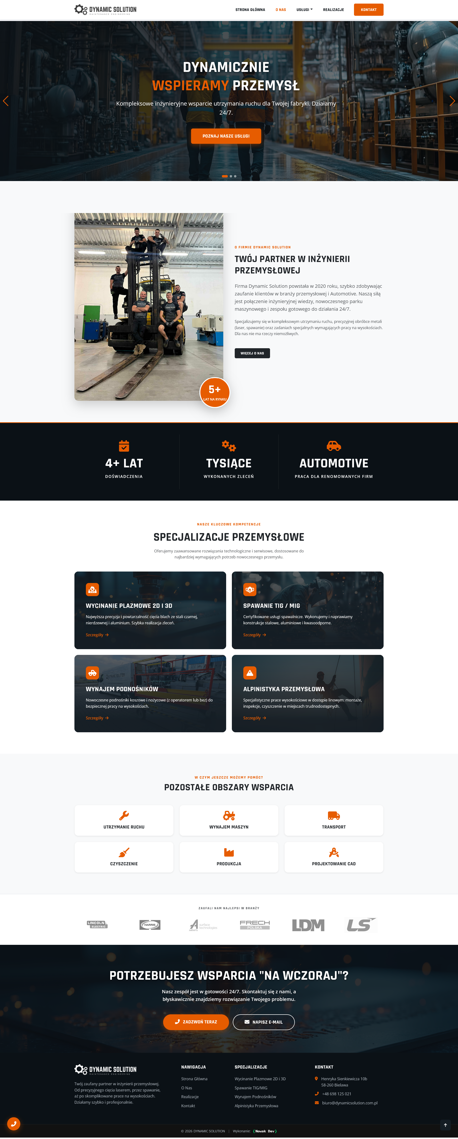 Strona WWW Dynamic Solution utrzymanie ruchu